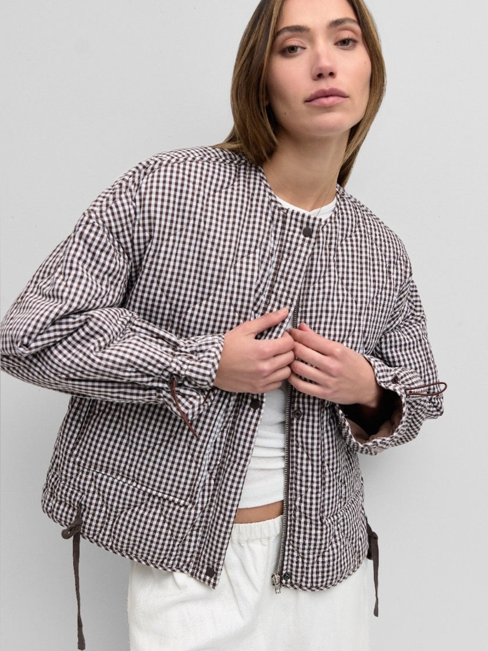 Mod ref the Rochelle boxy brown and white gingham jacket